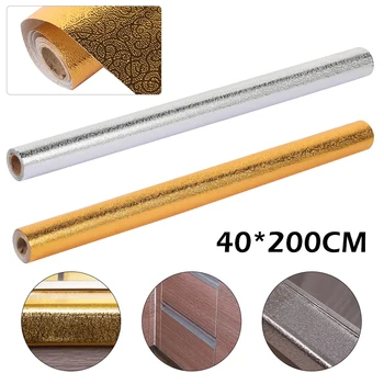 

40x200cm Kitchen Oil-proof Waterproof Stickers Aluminum Foil Kitchen Wall Sticker Removable Self Adhesive Wallpaper Wall Sticker