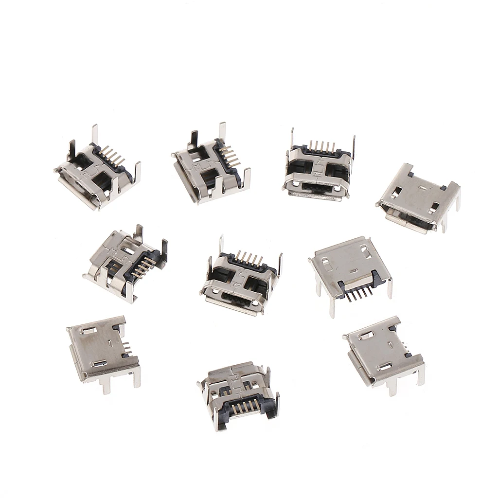 

New 10 Pcs Micro USB Type B 5 Pin Female Socket Connector SMD 4 Legs 90 Degree Drop Shipping