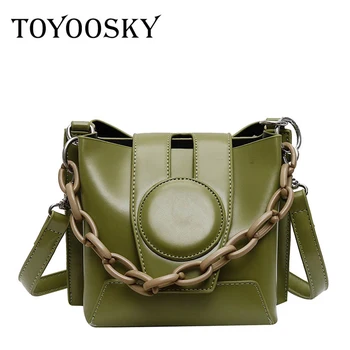 

TOYOOSKY Mini PU Leather Bucket Bags For Women 2020 Luxury Thick Chain Crossbody Shoulder Handbags Female Travel Crossbody Bag