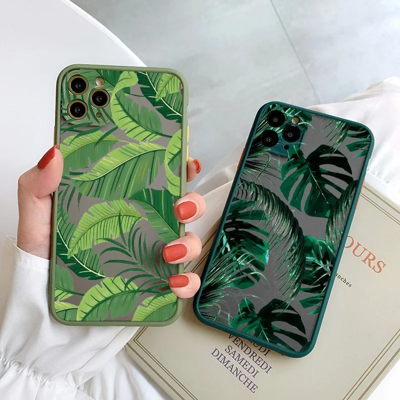 Tropical Palm Leaves Shockproof Phone Case - Stylish and Durable Cover