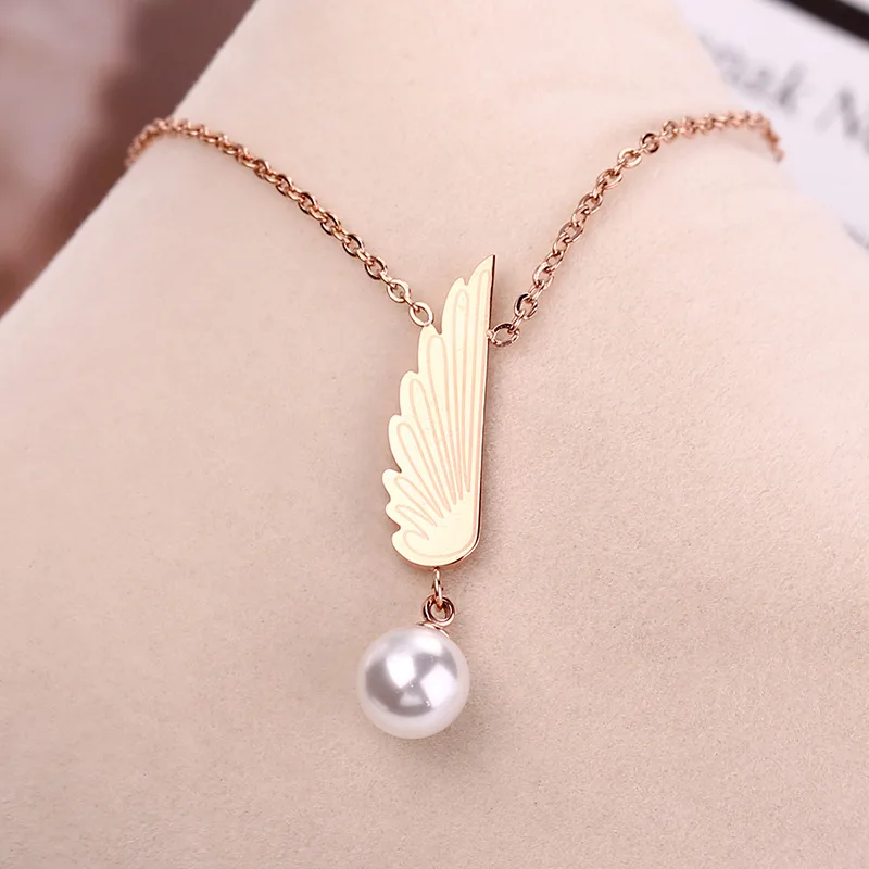 

2019 Hot Stainless Steel Necklaces For Women Rose Gold Pearl Titanium Steel necklace Gifts Cubic Zirconia Jewelry