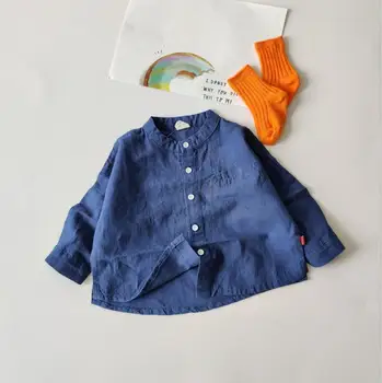 

2020 new boys shirt full sleeve cotton linen fashion boys top 1-6 years HM86