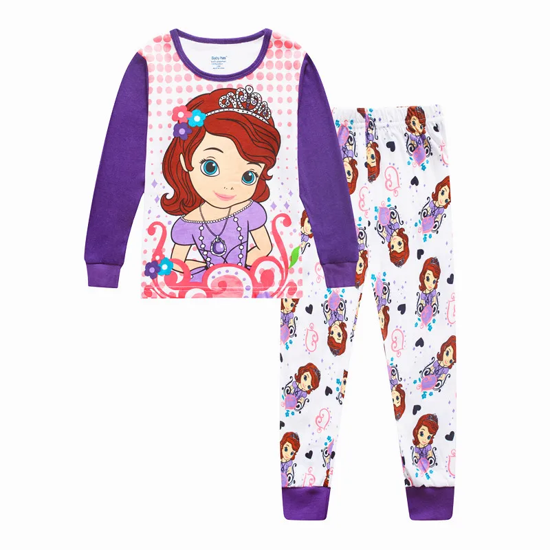 Детские пижамы, комплекты одежды из хлопка, новые детские пижамы с рисунками для девочек, пижамы, домашняя одежда на осень и зиму - Цвет: Светло-коричневый