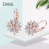 ZAKOL Fashion Rose Gold Color Hoop Earrings Flower Cluster Clear Crystal Zirconia Earring for Women Jewelry Brincos FSEP609 ► Photo 2/6