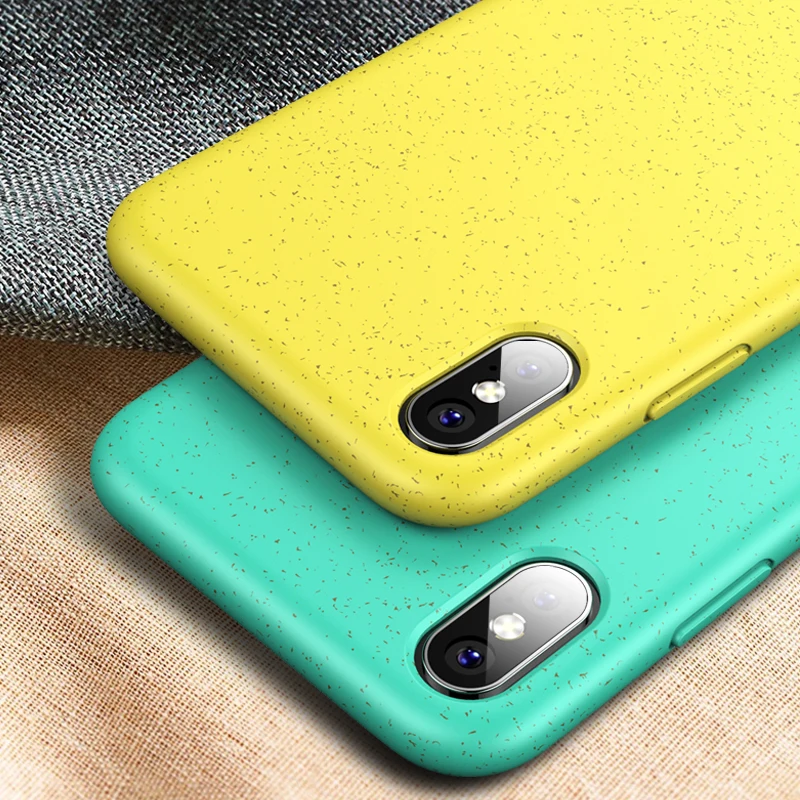 Shockproof Wheat Straw Phone Case For iPhone 11 Pro Max X Xr Xs 6 7 8 Plus Eco-friendly Silicone Candy Colors | Мобильные телефоны