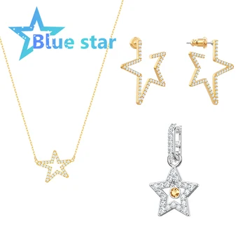 

Swarovskis original 1：1 Exquisite NO ONLY pierced earrings pavé crystal star with gold plating 5462757 5443939 5457015 necklace