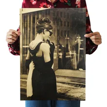 [A34] Хепберн 17 Ностальгический ретро плакат из крафт-бумаги экран для помещений кафе декоративная живопись