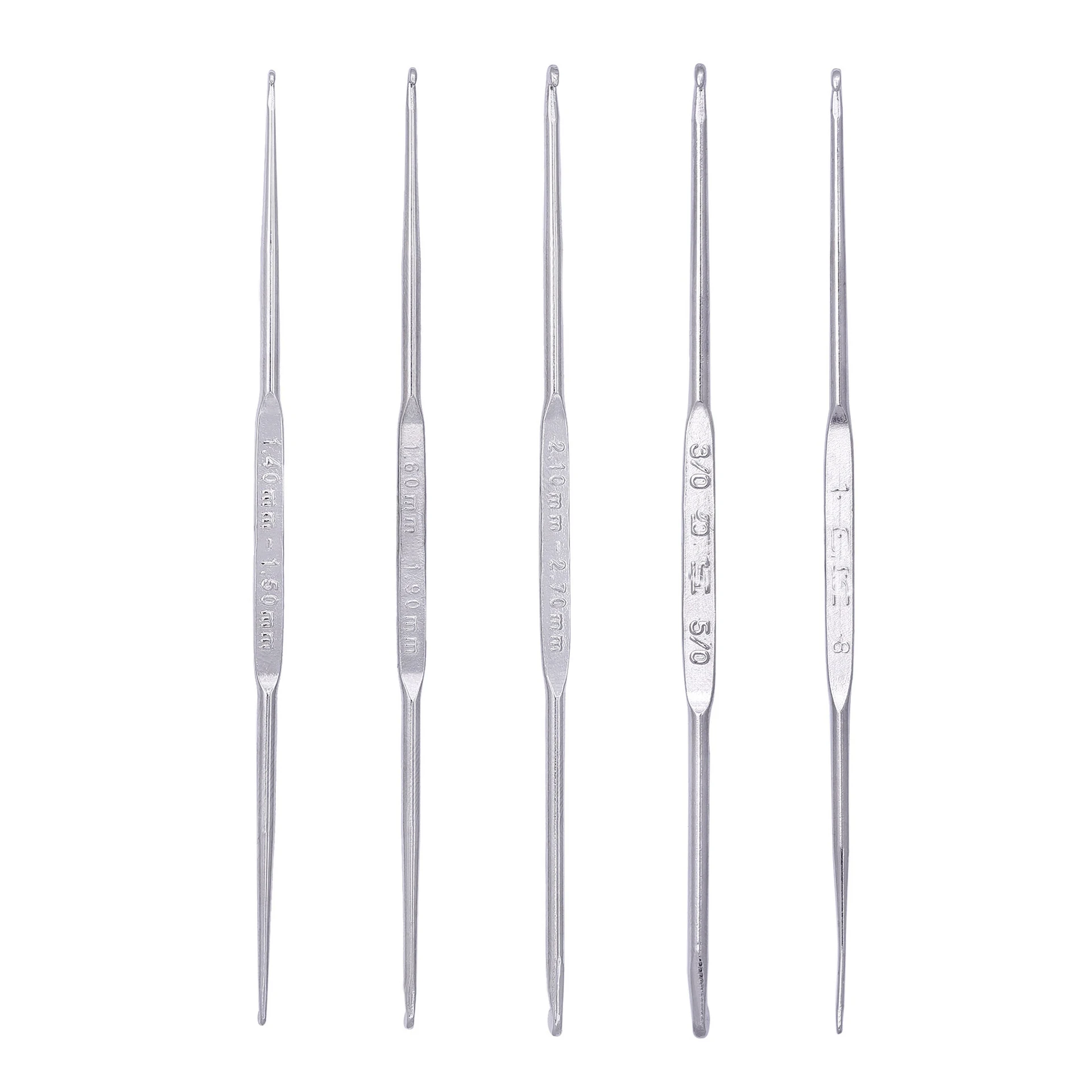 5pcs 1.6mm8.0mm Double End Ferroalloy Extra Fine Crochet Hook Knitting