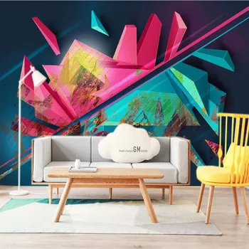 

milofi custom 3D abstract geometric TV living room large background wallpaper mural