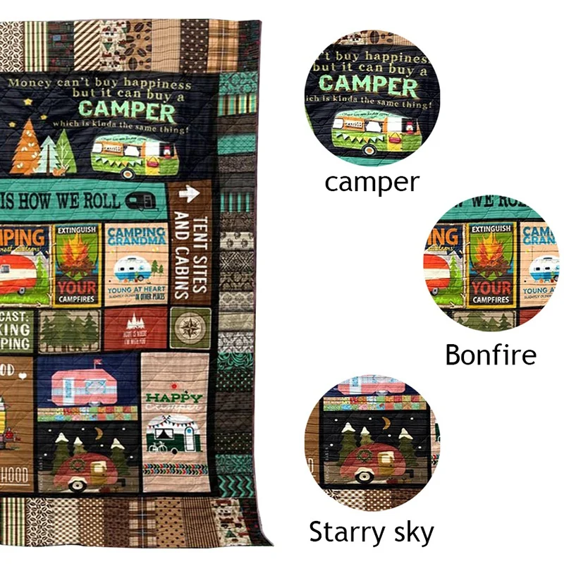 

3D Print Blanket Camping Blanket Quilt, Outdoor Down Camping Blanket Camping Mat Picnic Blanket Tent Mat Beach Mat Travel, Picni
