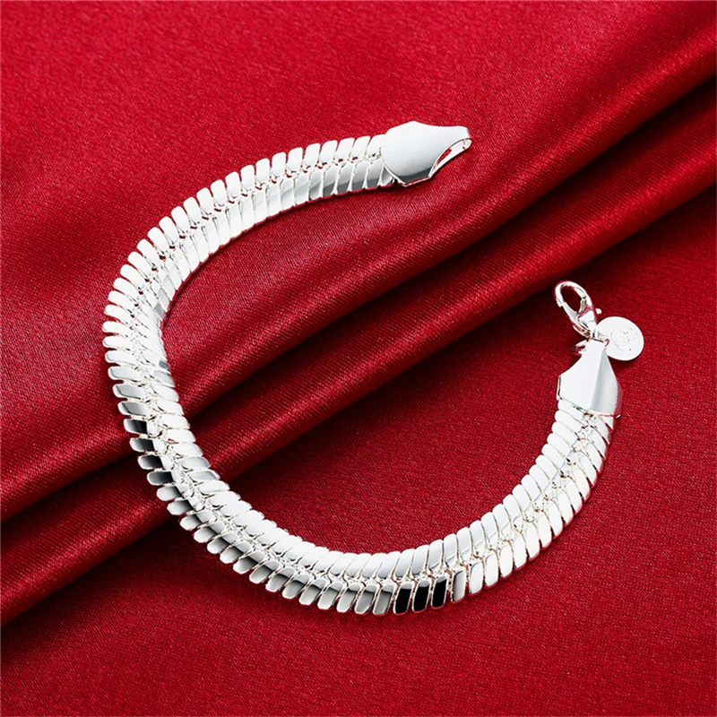 Charmhouse Серебро 925 браслеты для мужчин и женщин 10 мм змеиная цепь звено браслет и браслеты Pulseira Модные Ювелирные изделия Подарки