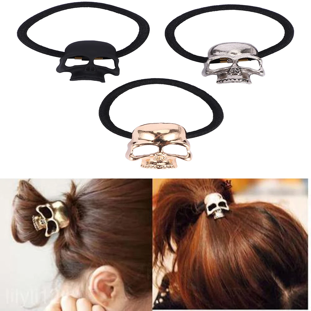Vintage Punk Metal Skull Hair Rope Elastic Cheap Hair Ring Tie Ponytail  Holder Hairband For Women Halloween Costume Accessories|Women's Hair  Accessories| - AliExpress