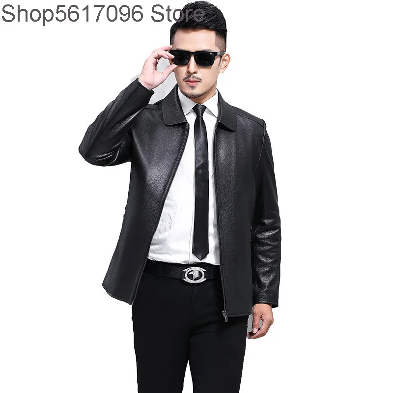 

Gao File Haining Deerskin Genuine Leather Leather Coat Men Lapel Thin Section Business Short Autumn Clothes Leather Jacket Coat