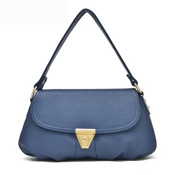 

New Daily Female Messenger Bag Good Quailty Classic Blue Soft Leather Women Shoulder Bags Designer For Ladies Handbag sac a main
