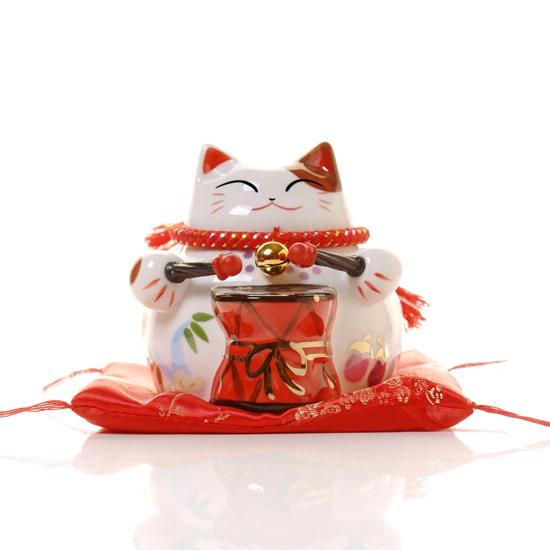 5,5 дюймов Lucky Cat Керамика Lucky Декор для дома, с изображением кота фарфоровое украшение Бизнес подарок Lucky Cat Копилка изделия фэн-шуй