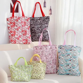 

Cartoon Hello Kitty Melody Cinnamoroll Pudding Dog Canvas Shopping Bag Women Shoulder Bags Children Lunch Bag Eco Tote Handbags