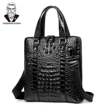 Крокодиловый узор коровья кожа мужская сумка высокого класса деловой портфель мужская сумка через плечо сумка для ноутбука мужская дорожная сумка