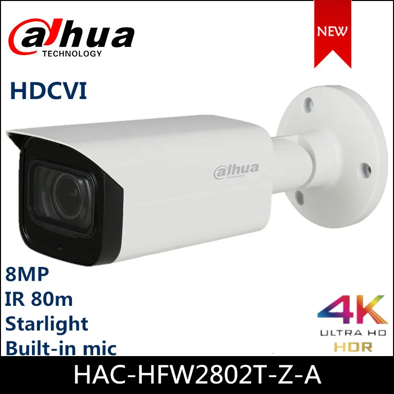 Dahua 8MP HDCVI Camera HAC-HFW2802T-Z-A 4K CCTV Camera Starlight HDCVI IR Bullet Camera 3.7-11mm motorized lens