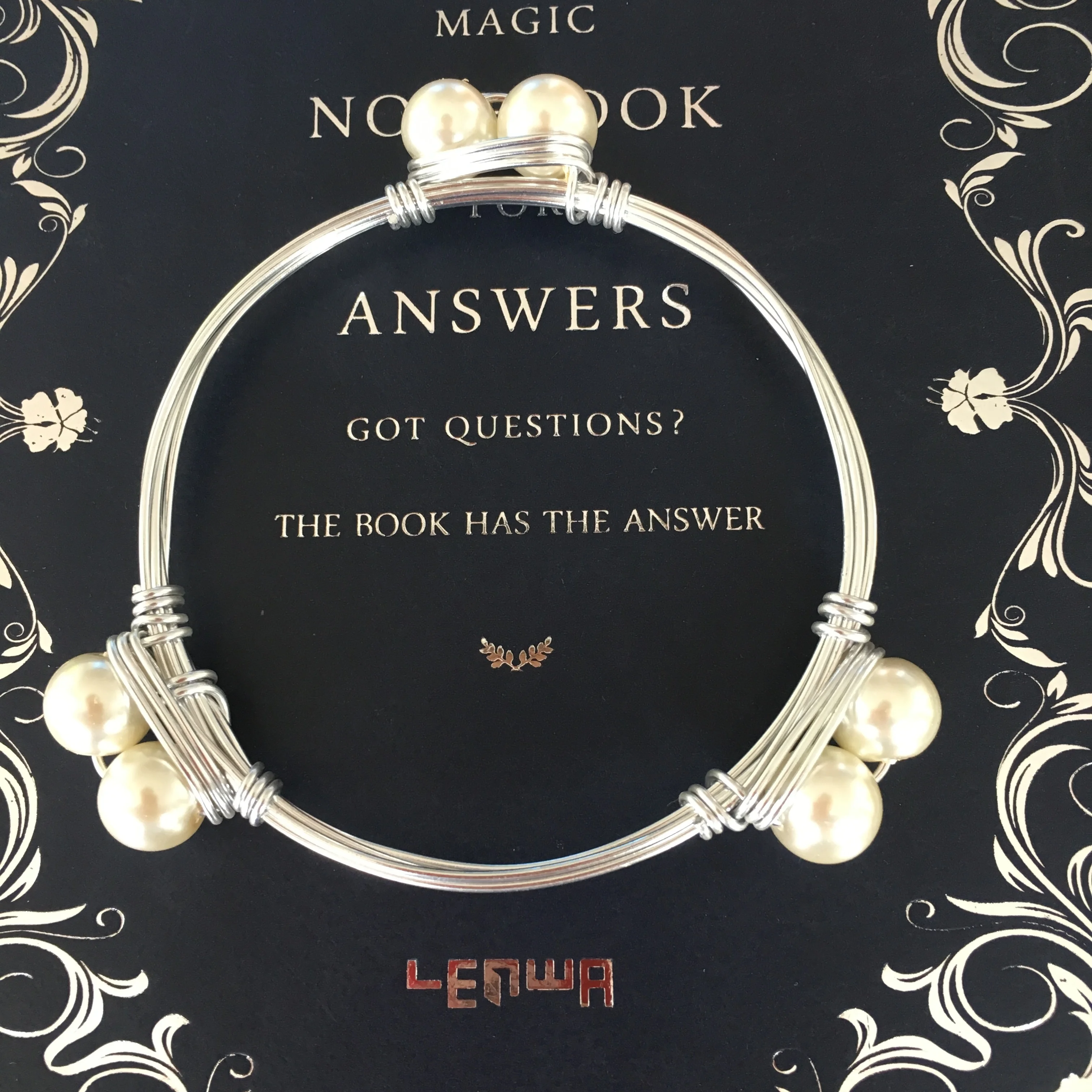 1 pcs Wire Wrapped Pearls Greek Life Sorority Bangle Bracelet - Image 3