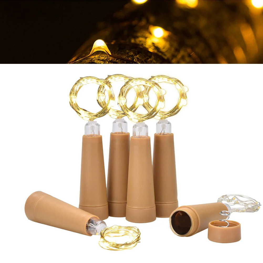 6PCS 2M 20 Cork Light AAA Battery LED Cork Light String Wine Bottle Decoration Copper String Warm DIY christmas decorations