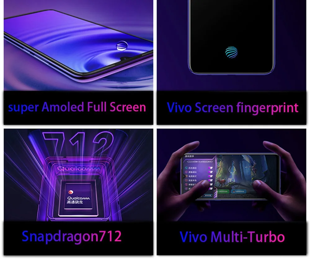 vivo Z5 Amoled экран мобильного телефона Snapdragon712 48MP+ 32MP камера 4500mAh батарея celulares 22,5 W зарядка смартфона