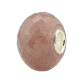 

Faceted Natural Stone Charms Bead Strawberry Quartz Beads Fit European Charm Bracelets Fashion Round Beads For Jewelry Making