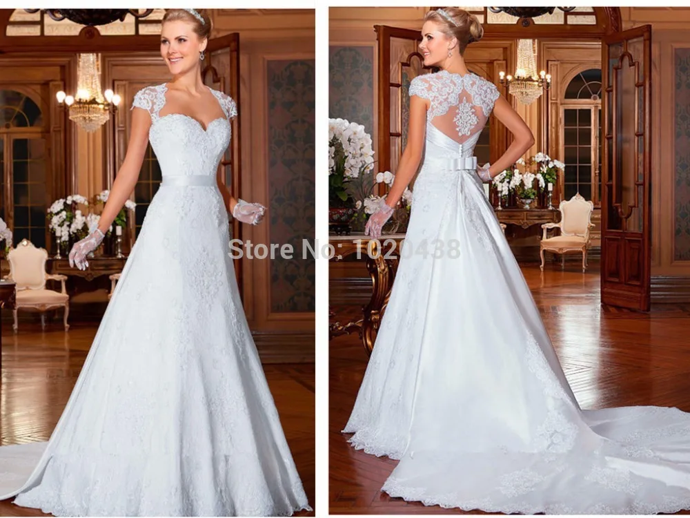 

Vestido De Noiva 2018 Vintage Lace Cap Sleeves Sweetheart Princess Plus Robe De Mariage bridal gown mother of the bride dresses