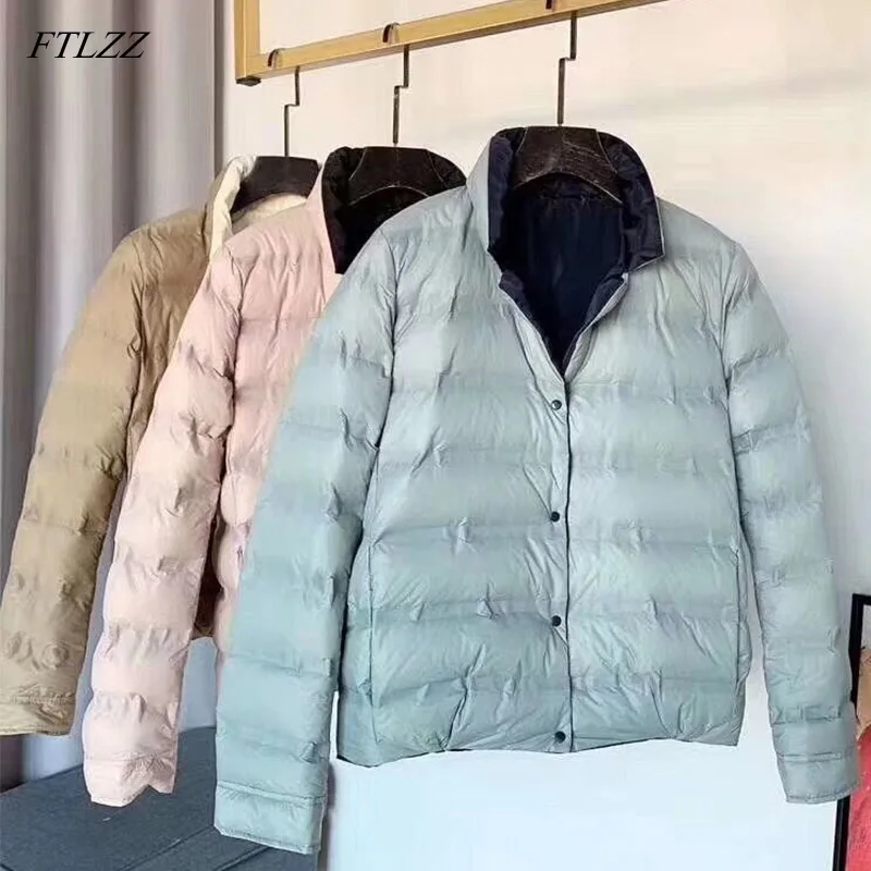 FTLZZ новинка двухсторонний ультра светильник белая утка куртка зимняя для женщин