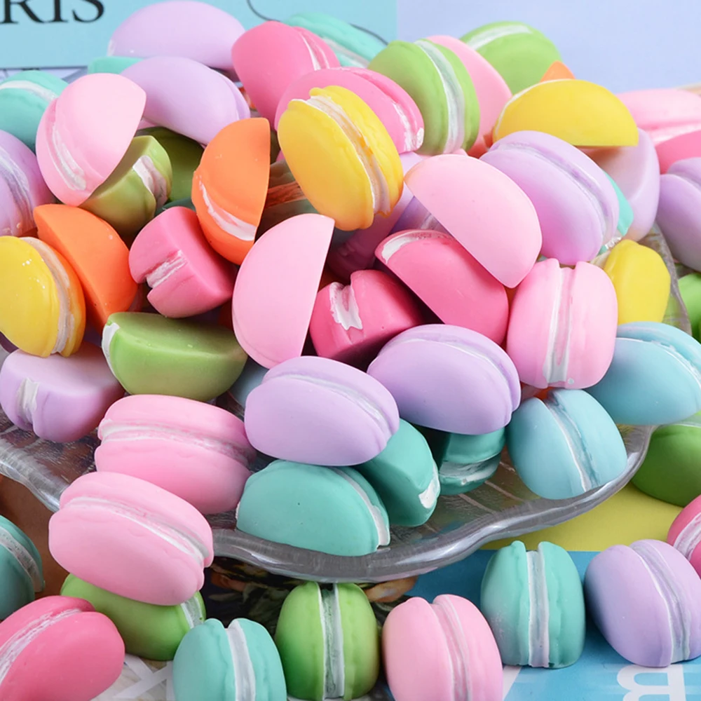 10 Pcs Resin Semicircle Macarons Food Slime Clay Charm Filling Accessories Kids Toys Personality Handmade DIY Accessories