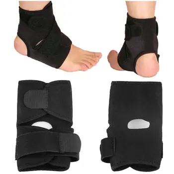 Unisex Black Adjustable Ankle Foot Ankle Support Elastic Brace Guard Protector Sports Accessories Football Basketball Outdoor