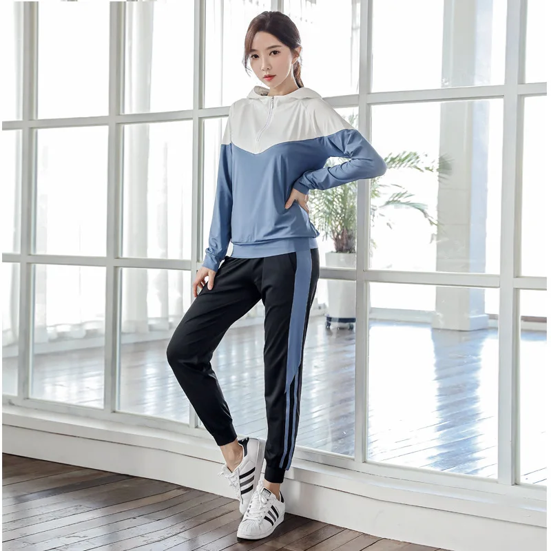 

2PCS Women Yoga Set Sportswear Quickly Dry Hoodie Sweatshirt+pant Running Jogger Fitness Gym Casual Set Sport Suit Tracksuit