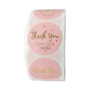 

500pcs/roll Party Thank You Sticker Sealing Round Decorative Stationery Foil Self Adhesive For Business Envelope Professional