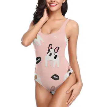 

Sexy Bikinis Bikini 2020 Hot Sale Swimsuit Female SwimwearCartoon French Bulldog Pink Print Women Biquini