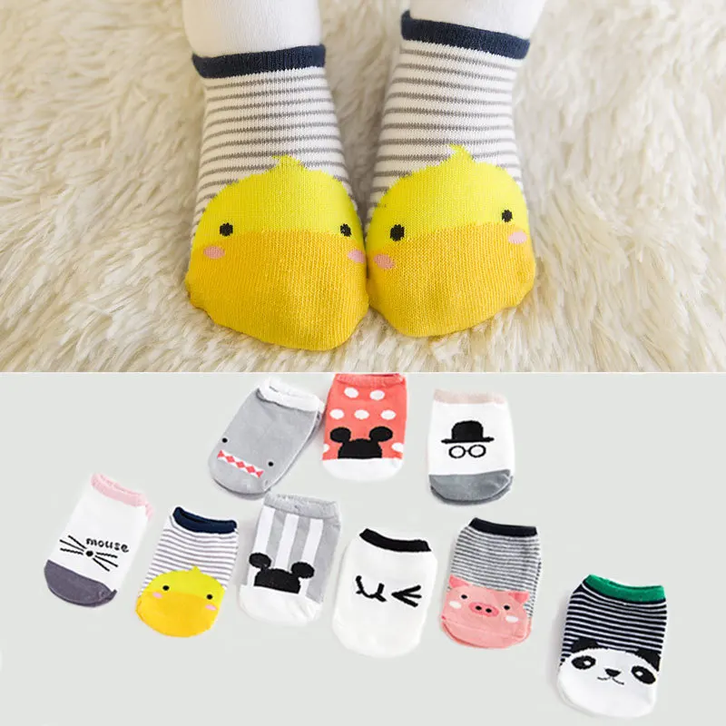 Носки для новорожденных с мультяшными животными нескользящие носки для малышей, носки-тапочки с резиновой подошвой, милые дизайнерские хлопковые носки для мальчиков и девочек, От 0 до 4 лет