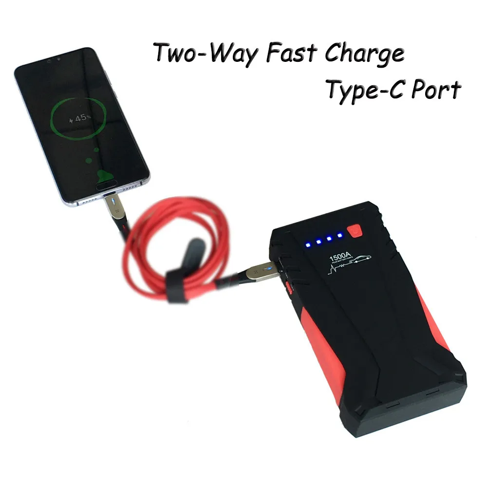 1500A Jump Starter Emergency Starting Device Cables Hight Capacity MIni Booster Portable Power Bank