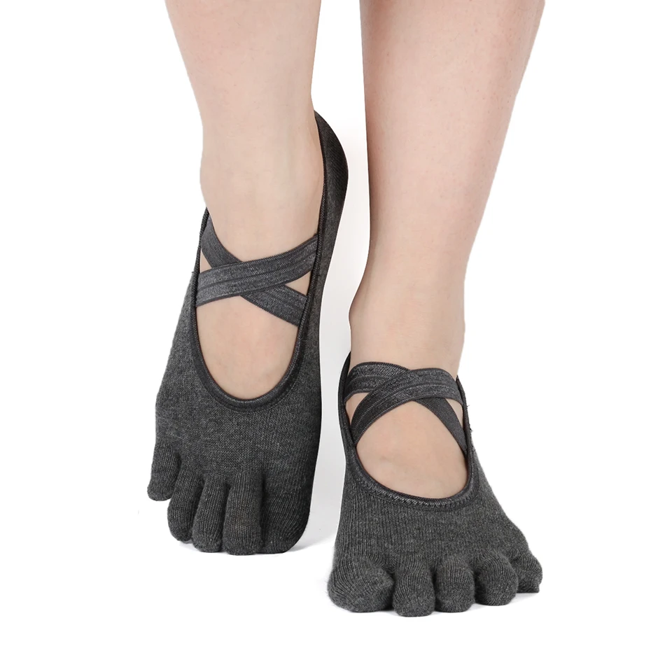 Женские носки для йоги, пять пальцев, дышащие, для танцев, гимнастики, балета, пилатеса, нескользящие носки, для фитнеса, силиконовые, хлопковые, 5 носок, без спинки, Новинка