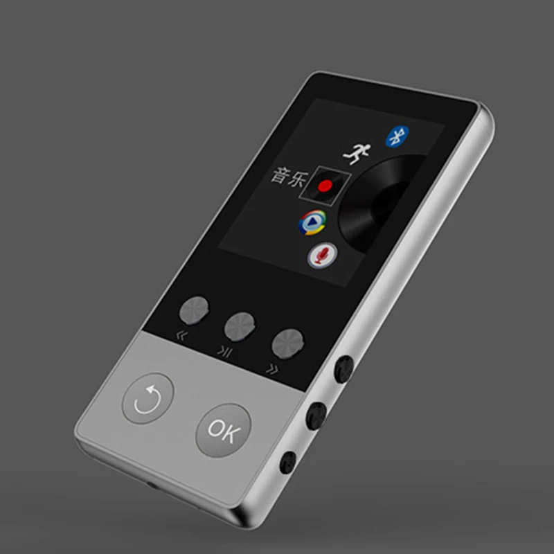 Металлический MP3-плеер Bluetooth Портативный Аудио без потерь HiFi музыкальный плеер MP4 спортивный Walkman с fm-радио, диктофон, электронная книга(Sil