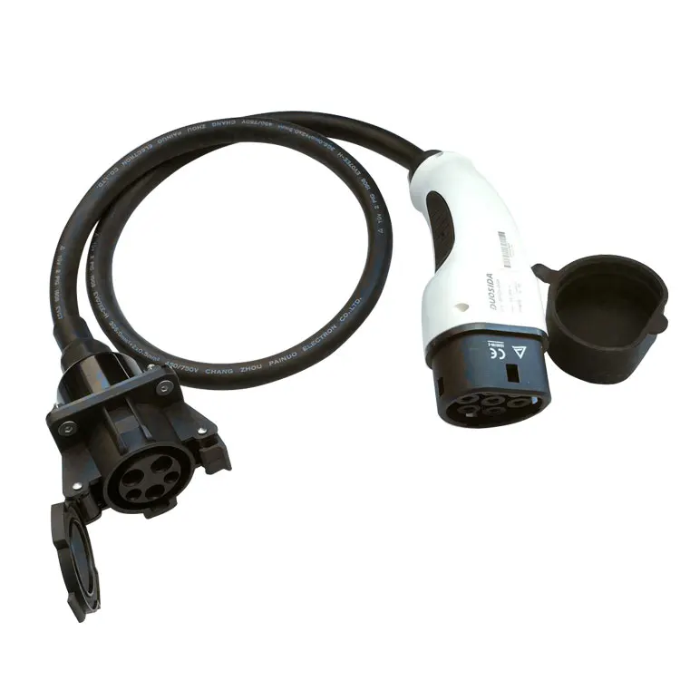 

EVSE Connector 16A 32A Electric Vehicle Charging Adapter With Sae j1772 Socket Type 1 To Type 2 Iec 62196-2 Plug 50cm