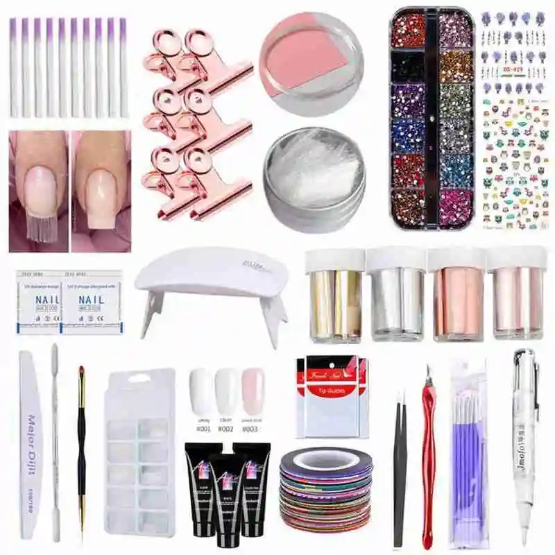 

Fashion Manicure Set Quick Poly Building Gel UV Nail Set Tools LED Lamp DIY Full Nail Art Kit