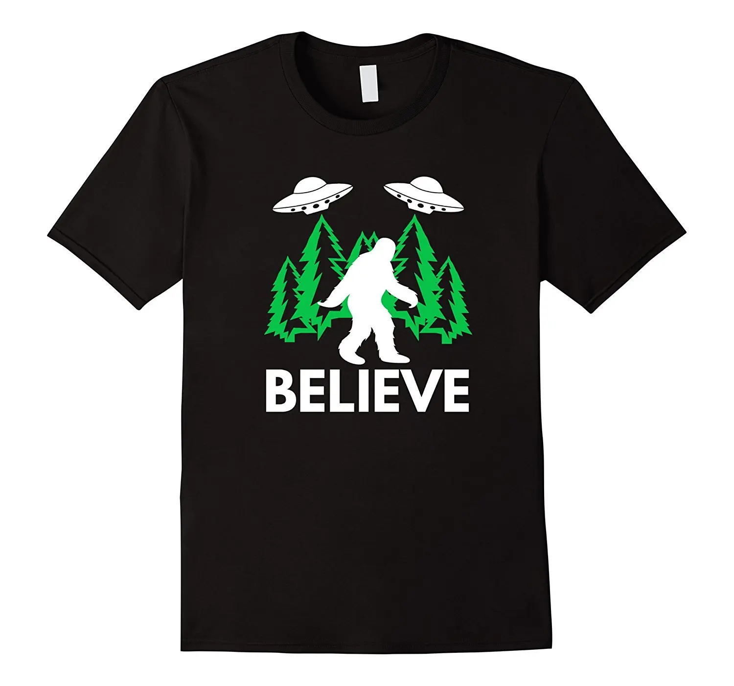 Bigfoot Sasquatch Believe T Shirt With Ufo And Aliens Hip Hop Novelty T Shirts Men'S Brand Clothing Top Tee Fashion Men'S