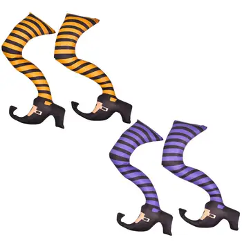 

2PCS Fun Express Upside Down Witch Legs Yard Stake Halloween Yard Decor Wicked Witch Legs Halloween Decor For Outdoor Indoor