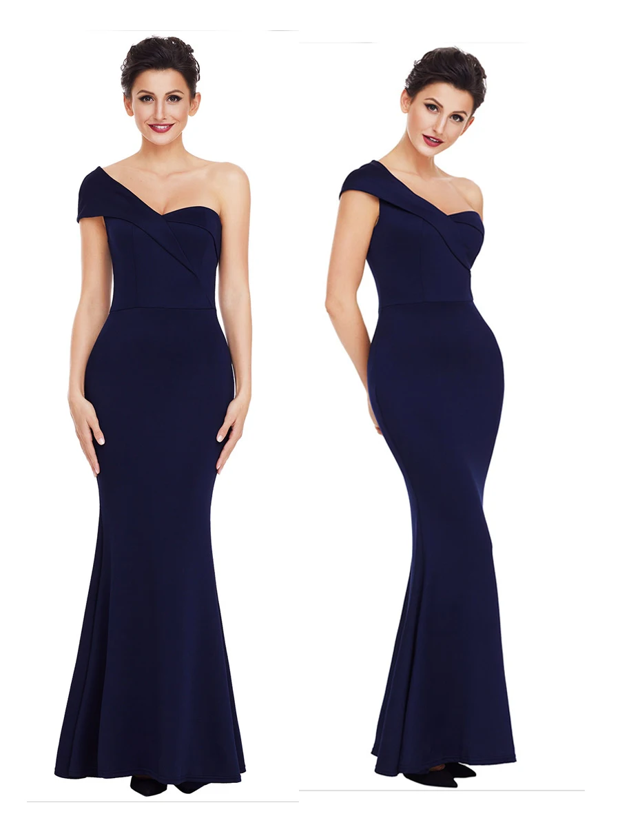 Одно плечо Русалка Вечерние платья шифон Robe De Soiree Новинка Красного размера плюс женские вечерние платья элегантные вечерние платья T045
