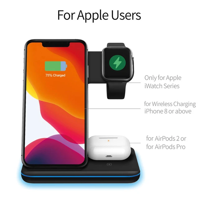 Base Carga Rapida Inalambrico Iphone Apple Watch AirPod - ELE-GATE