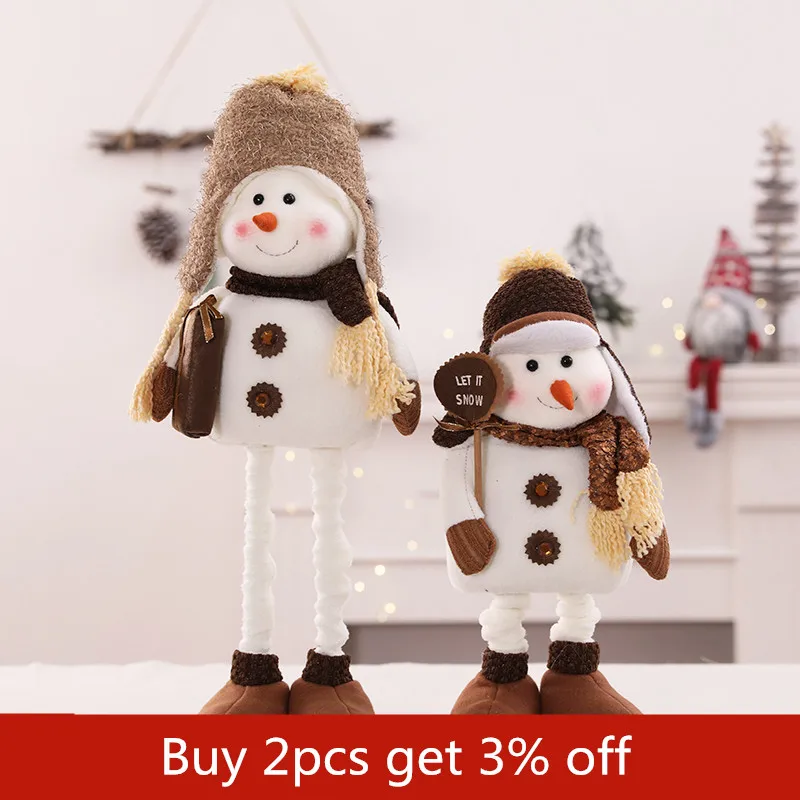 

Retractable Snowman Christmas Dolls Standing Navidad Figurines Christmas tree Ornaments New Year Christmas Decorations for Home