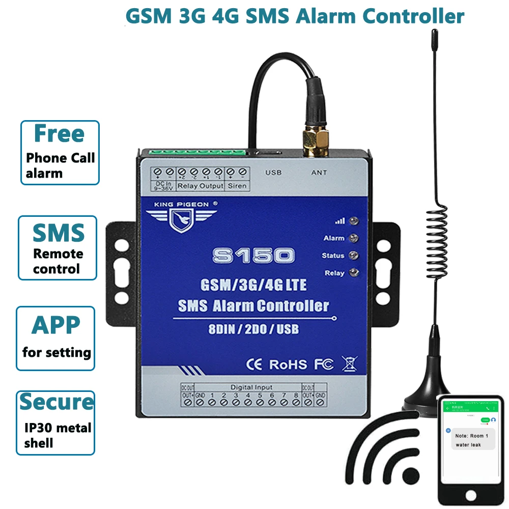 US $69.00 GSM SMS Remote Alarm Controller Digital input Monitoring Alarm for Machine Pump Valve Wireless Relay Switch