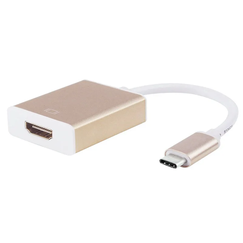 Кабель-адаптер type-C к HDMI для мужчин и женщин(совместим с Thunderbolt3) к HDMI USB 3,1 алюминиевый тип C для MacBook Chromebook - Цвет: Gold