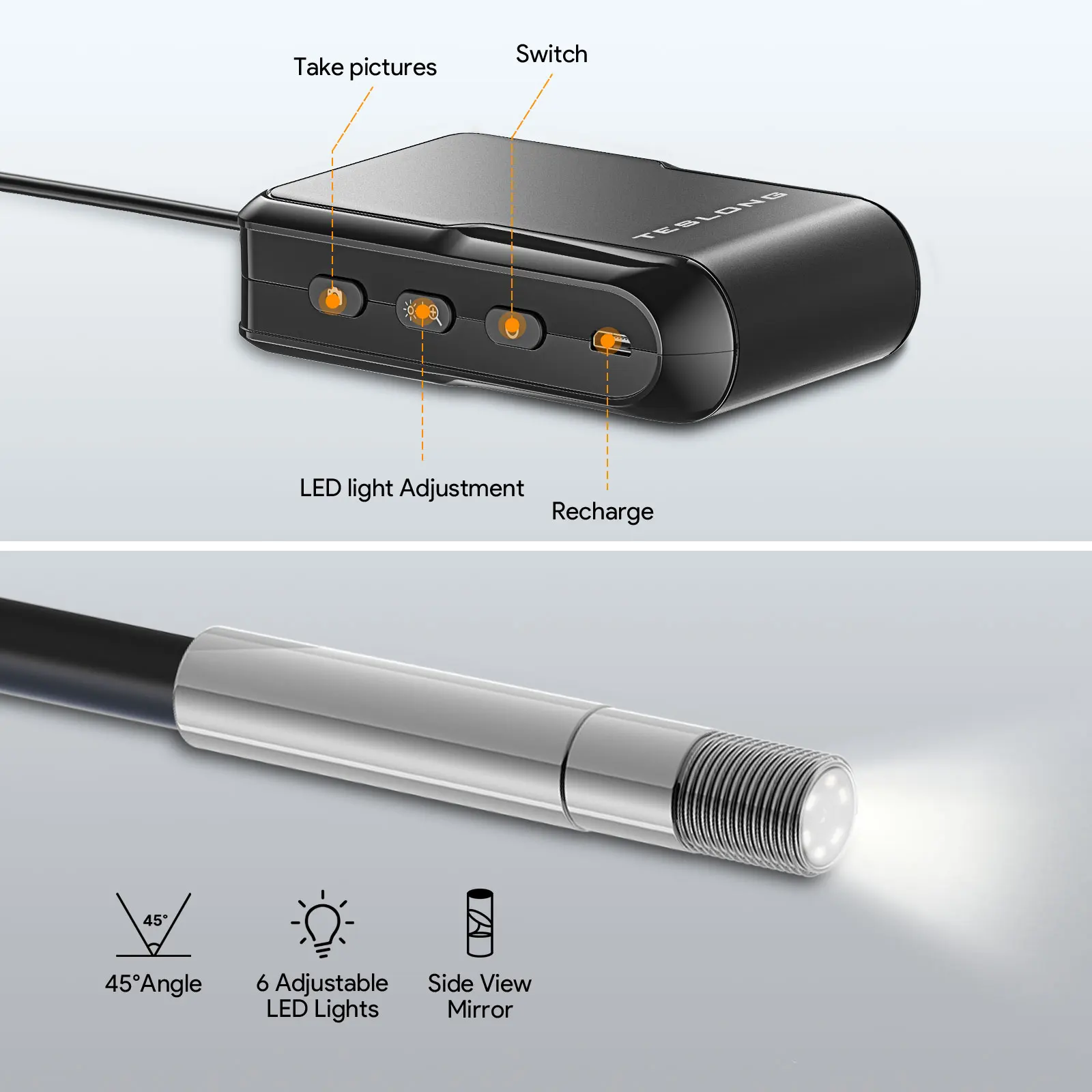 Teslong Bore Scope For iPhone & iPad 1.2M Long Cable WiFi Borescope Videoscope Inspection Camera Fit 0.2in Caliber & Larger inspection camera mini endoscope camera rifle borescope camera