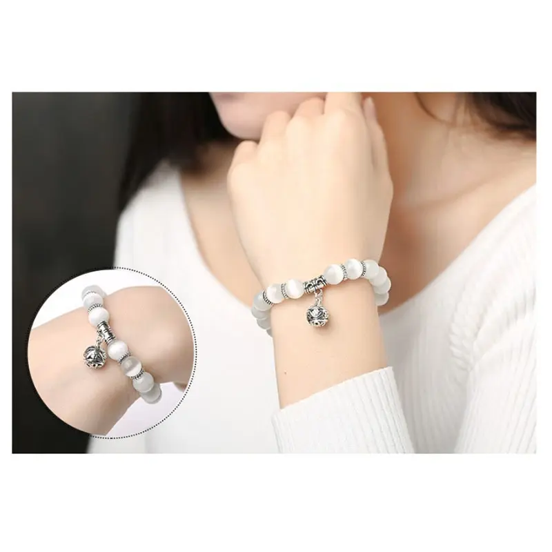 White Cat Eye Beads Bracelet with Lucky Pendant Weight Loss Magnet Therapy Bracelet Anklet Weight Loss Product Health Care