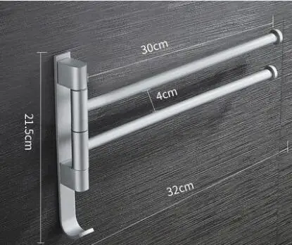 silver-2rods Нержавеющая сталь Пробивной бар для полотенец вращающаяся стойка для Полотенец ванная комната настенный держатель для полотенец полированная стойка оборудование pf08231 - Цвет: silver-2rods