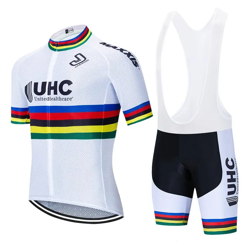 Новинка, белая веломайка UHC для велосипедной команды, 20D, велосипедные штаны, костюм, мужские летние быстросохнущие профессиональные велосипедные рубашки, одежда Maillot Culotte - Цвет: Белый